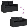 9 pcs conjunto de sofás p/ jardim c/ almofadões vime PE preto 5