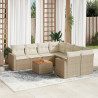 Set de sofás de jardín 9 pzas con cojines ratán sintético beige 1