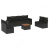 Set de sofás de jardín 8 piezas y cojines ratán sintético negro 2