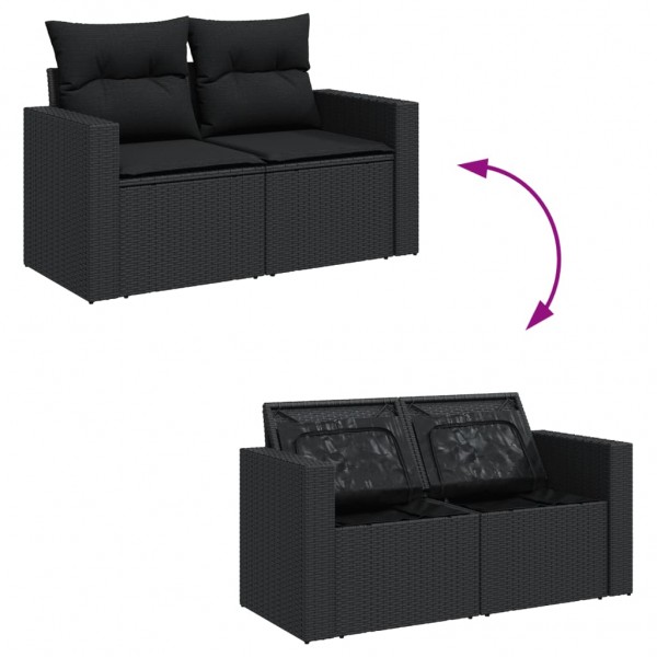 Set de sofás de jardín 8 piezas y cojines ratán sintético negro M 4
