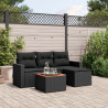 5 pcs conjunto sofás de jardim com almofadões vime PE preto 1