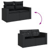 Set de muebles de jardín 5 pzas y cojines ratán sintético negro 4