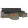 6 pcs conjunto sofás de jardim com almofadões vime cinzento 2