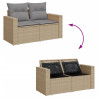 6 pcs conj. sofás jardim c/ almofadões vime PE bege misturado 5