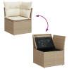 6 pcs conjunto de sofás p/ jardim com almofadões vime PE bege 4