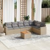 Juego de sofás jardín con cojines beige mezcla 8 pzas ratán PE 1