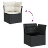 9 pcs conjunto de sofás p/ jardim c/ almofadões vime PE preto 4