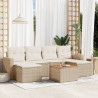 7 pcs conjunto de sofás p/ jardim com almofadões vime PE bege 1