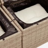 7 pcs conjunto de sofás p/ jardim com almofadões vime PE bege 5