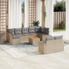 Juego de sofás jardín con cojines beige 10 pzas ratán sintético 1