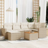 7 pcs conjunto de sofás p/ jardim com almofadões vime PE bege 1