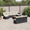 11 pcs conjunto sofás de jardim c/ almofadões vime PE preto 1