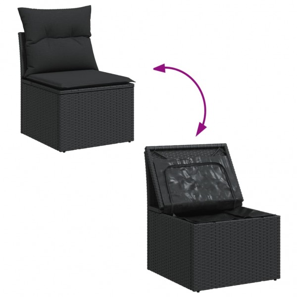 Set de sofás de jardín 10 pzas cojines ratán sintético negro M 4