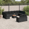 Set de sofás de jardín y cojines 13 pzas ratán sintético negro 1