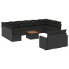 13 pcs conjunto de sofás de jardim com almofadões vime PE preto 2
