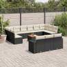 Set sofás de jardín 14 pzas con cojines ratán sintético negro 1
