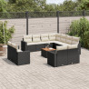 13 pcs conjunto de sofás de jardim com almofadões vime PE preto 1