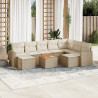 10 pcs conjunto de sofás p/ jardim com almofadões vime PE bege 1