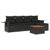 Set de sofás de jardín 6 piezas y cojines ratán sintético negro 2