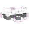 8 pcs conjunto sofás de jardim com almofadões vime PE preto 3