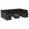 Set de sofás de jardín 10 pzas cojines ratán sintético negro 2