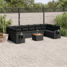 11 pcs conjunto sofás de jardim c/ almofadões vime PE preto 1