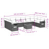 11 pcs conjunto sofás de jardim c/ almofadões vime PE preto 3