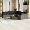 11 pcs conjunto sofás de jardim c/ almofadões vime PE cinzento 1