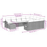 11 pcs conjunto sofás de jardim c/ almofadões vime PE cinzento 3