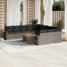 Set de sofás de jardín 12 pzas con cojines ratán sintético gris 1
