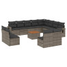 13 pcs conjunto sofás p/ jardim c/ almofadões vime PE cinzento 2
