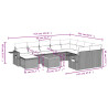 11 pcs conjunto sofás de jardim c/ almofadões vime PE cinzento 3