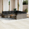 Set sofás de jardín con cojines 13 piezas ratán sintético gris 1