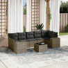 Set de sofás de jardín 8 pzas y cojines ratán sintético gris 1