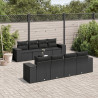 9 pcs conjunto de sofás p/ jardim c/ almofadões vime PE preto 1