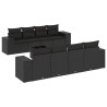 9 pcs conjunto de sofás p/ jardim c/ almofadões vime PE preto 2