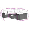 9 pcs conjunto de sofás p/ jardim com almofadões vime PE bege 3