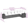 6 pcs conjunto sofás de jardim com almofadões vime cinzento 3