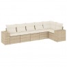 Juego de sofás jardín con cojines 6 pzas ratán sintético beige 2