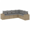6 pcs conjunto de sofás p/ jardim com almofadões vime PE bege 2