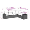 6 pcs conjunto de sofás p/ jardim com almofadões vime PE bege 3