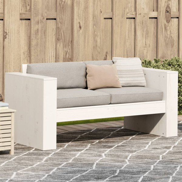 Sofá de jardín 2 plazas madera maciza pino blanco 134x60x62 cm D