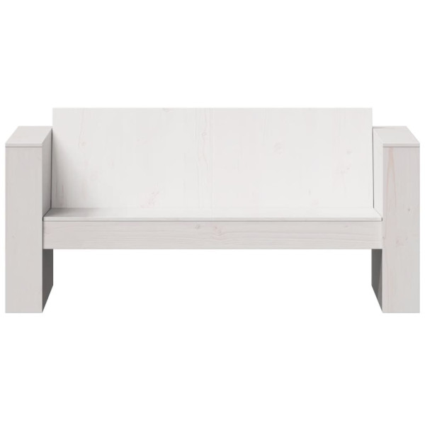 Sofá de 2 lugares para jardim 134x60x62 cm pinho maciço branco M 4