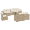 8 pcs conjunto de sofás p/ jardim com almofadões vime PE bege 2