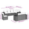 8 pcs conjunto de sofás p/ jardim com almofadões vime PE bege 3