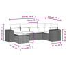 6 pcs conjunto de sofás p/ jardim com almofadões vime PE bege 2