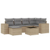 Set sofás de jardín 7 piezas y cojines ratán sintético beige 2
