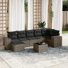 Set de sofás de jardín 8 pzas y cojines ratán sintético gris 1