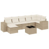8 pcs conjunto de sofás p/ jardim com almofadões vime PE bege 2