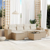 7 pcs conjunto de sofás p/ jardim com almofadões vime PE bege 1